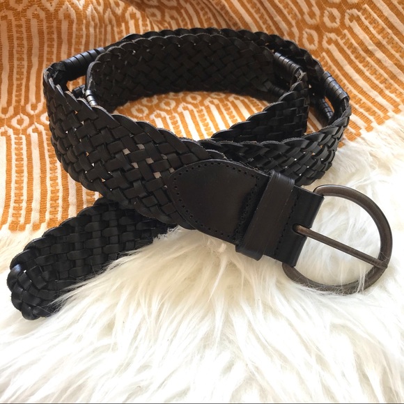 GAP Accessories - GAP Genuine Leather Black braided thick belt large